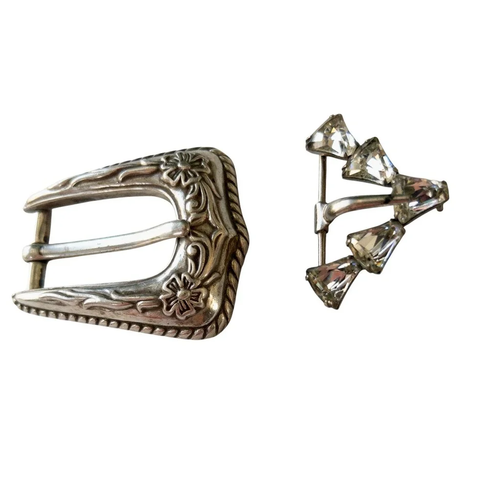Western Silver Bling Belt Buckles Womens Rodeo‎ Country Southwestern